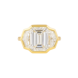 ELEONOR Emerald Diamond 3-Stone Ring | 7.35 cts | 14K Yellow Gold