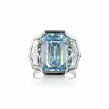 CELESTE Emerald Diamond 3-Stone Ring | 12.79 cts | 14K White Gold