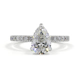 NOVARRA Pear Diamond Hidden Halo Ring | 9.72 cts | 14K White Gold