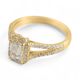 MARLOWE Emerald Cut Split Shank Ring | 2 cts | 14K Yellow Gold
