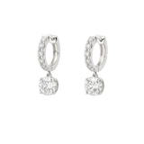 CELESTE Round  Diamond Drop Hoop Earrings | 2.53 cts | 14K White Gold